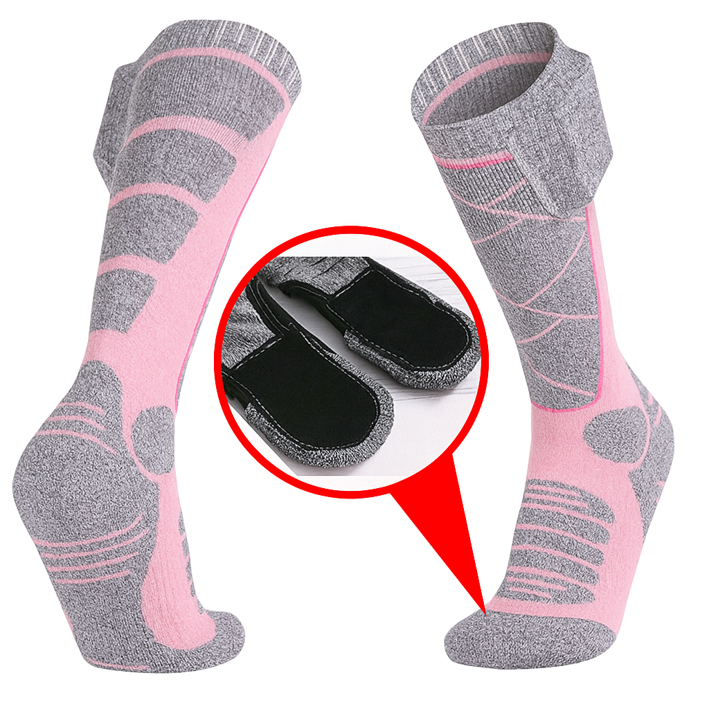 Chaussettes Chauffantes Bi-couleur Rose Avec Batterie - Artik