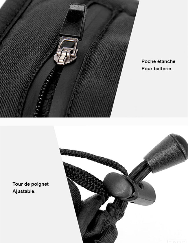 Gants Chauffants Noir Avec Bouton - Artik